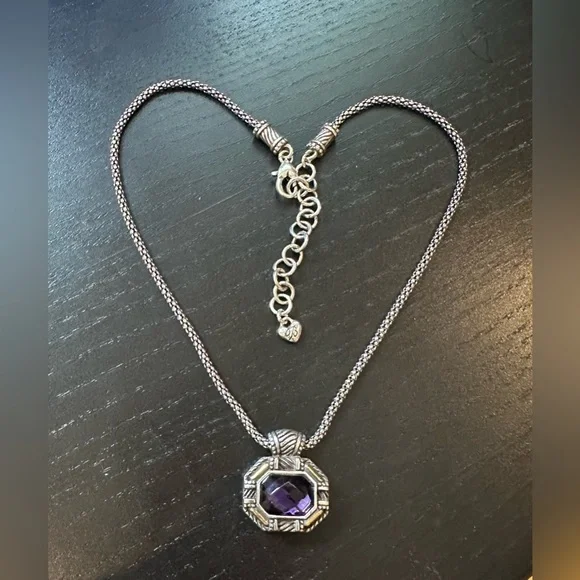 Brighton | Jewelry | Brighton Elegant Silver Necklace With Purple ...